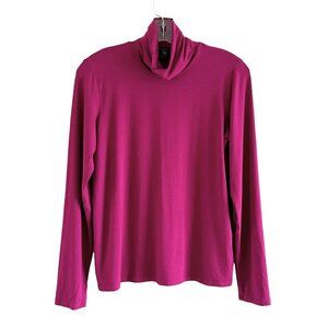 Eileen Fisher Fine Jersey Scrunch Neck Top, S, Pink Lagenlook Classic